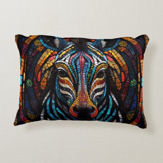 Levendige Mozaïek Zebra Accent Kussen (Achterkant)