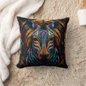 Levendige Mozaïek Zebra Kussen (Deken)