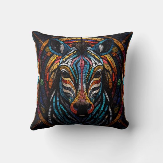 Levendige Mozaïek Zebra Kussen (Achterkant)