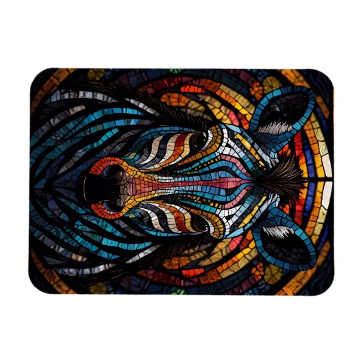 Levendige Mozaïek Zebra Magneet (Horizontaal)