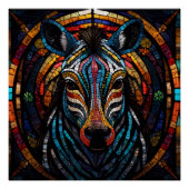 Levendige Mozaïek Zebra Perfect Poster (Voorkant)
