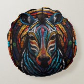 Levendige Mozaïek Zebra Rond Kussen (Achterkant)