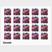 Levendige mozaïekharten vierkante sticker (Vel)