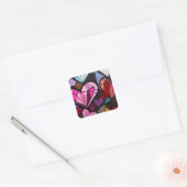 Levendige mozaïekharten vierkante sticker (Envelop)