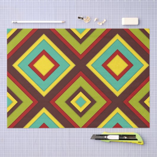 Levendige multi-gekleurde diagonale strepen geomet tissuepapier (Craft)