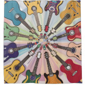 Levendige multi-gekleurde gitaar Musical Style Douchegordijn (Voorkant)