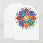 Levendige multi-kleur bloemrijke Mandala Vector Ku Kaart (Voorkant / Achterkant)