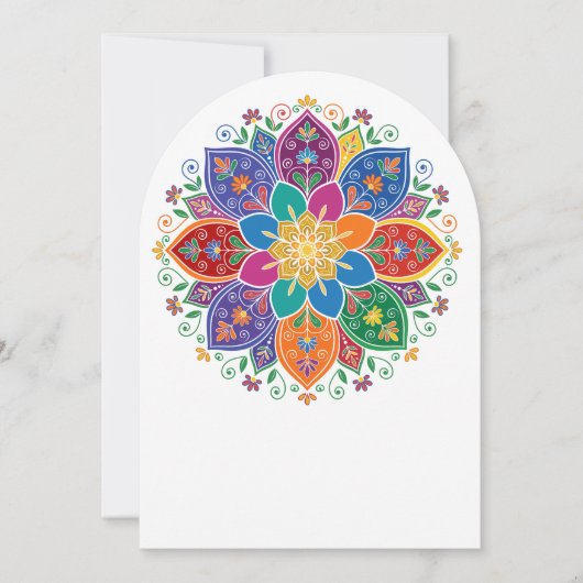 Levendige multi-kleur bloemrijke Mandala Vector Ku Kaart (Voorkant)