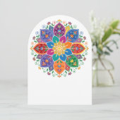 Levendige multi-kleur bloemrijke Mandala Vector Ku Kaart (Staand voorkant)