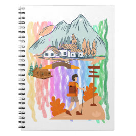 Levendige Multi-Kleur Cartoon Wandelavontuur Notitieboek