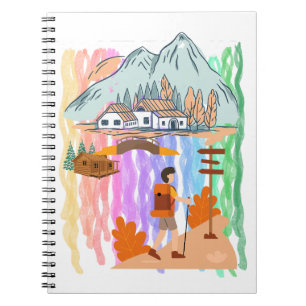 Levendige Multi-Kleur Cartoon Wandelavontuur Notitieboek