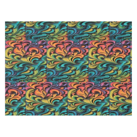 Levendige Multi-Kleur Draaikunst Tafelkleed (Voorkant (Horizontaal))