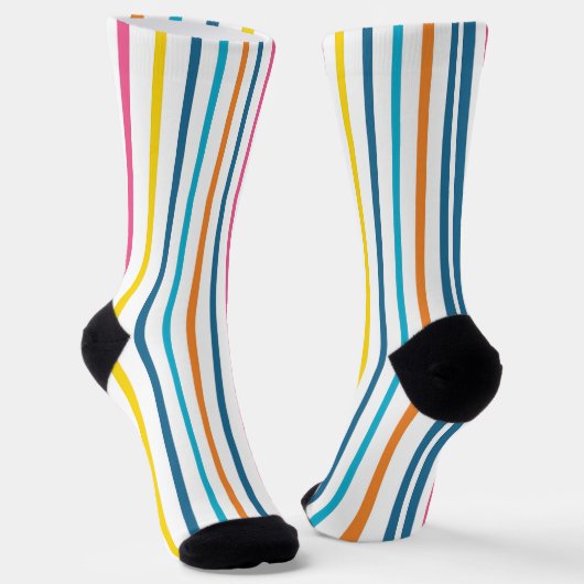 Levendige Multi-Kleur Verticale Strepen Sokken (Gebogen)