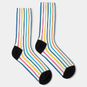 Levendige Multi-Kleur Verticale Strepen Sokken (Rechts)