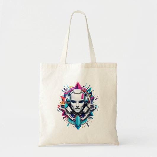 Levendige Multicolor Muziek Robot met Hoofdtelefoo Tote Bag (Voorkant)
