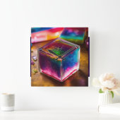 "Levendige multicolor wandklok kubus: tijd in Tech (Huis)