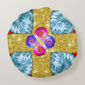 Levendige Multikleur Abstracte Ronde Worp Kussen (Achterkant)