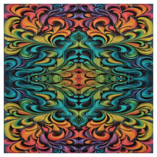 Levendige Multikleur Wervelende Kunst Stof (Swatch)