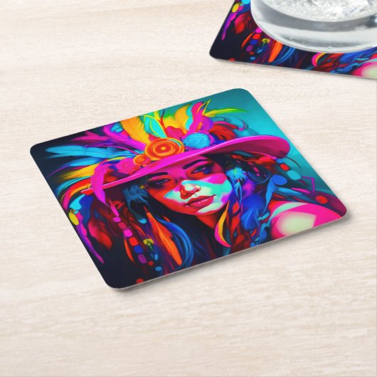 Levendige muze kartonnen onderzetters (Schuin)