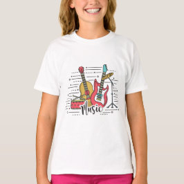 Levendige muziekinstrumenten illustratie t-shirt