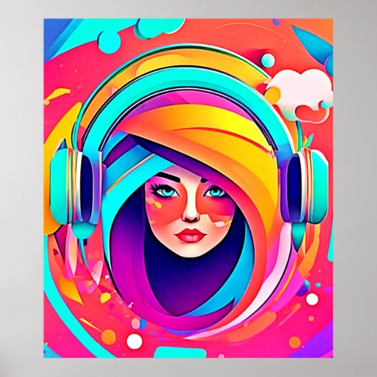 Levendige muziekstroom poster (Voorkant)