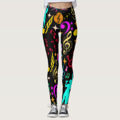 Levendige muzikale noten patronen leggings (Voorkant)