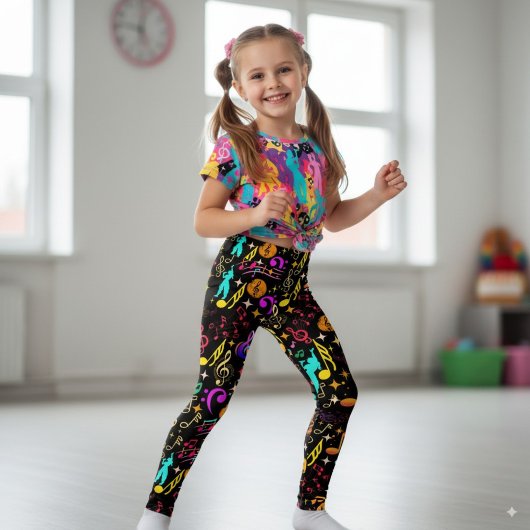 Levendige muzikale noten patronen leggings