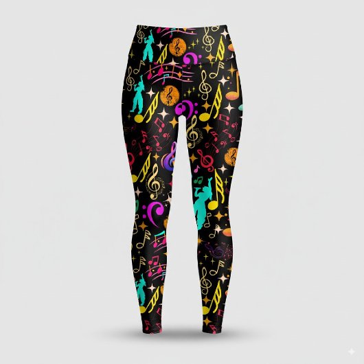 Levendige muzikale noten patronen leggings