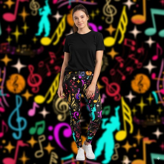 Levendige muzikale noten patronen leggings