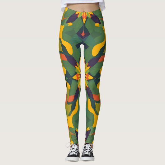 Levendige Naadloze Patroon Leggings - Bold Home De (Voorkant)