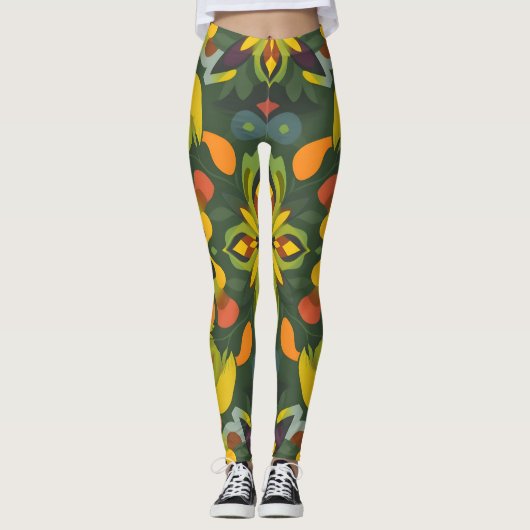 Levendige naadloze patroon Leggings - Organic Digi (Voorkant)