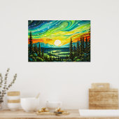 Levendige nachtelijke hemel bij zonsondergang poster (Keuken)