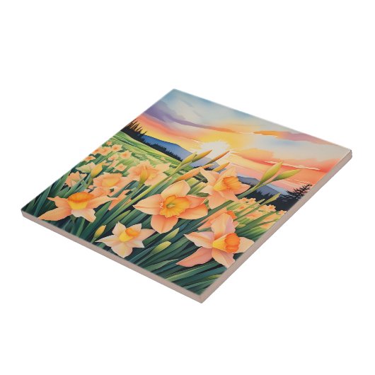 Levendige narcis weide tegeltje (Zijkant)