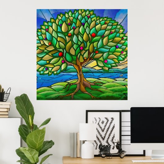 Levendige Natuur Tree of Life Decoratief Poster (Thuiskantoor)