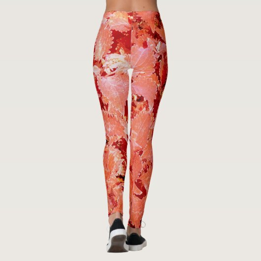 Levendige natuurlijke rode bladeren leggings (Achterkant)