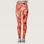 Levendige natuurlijke rode bladeren leggings (Voorkant)
