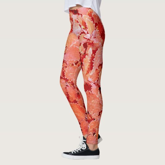 Levendige natuurlijke rode bladeren leggings (Links)