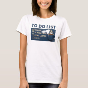 Levendige Navy KOFFIE SPEEL MET KAT Trendy T-shirt