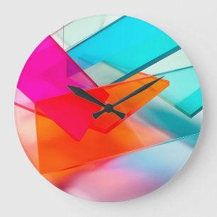 Levendige Neon Abstracte 3D Doorschijnende Rechtho Grote Klok