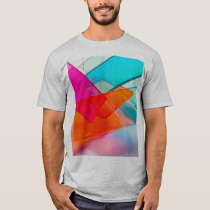 Levendige Neon Abstracte 3D Doorschijnende Rechtho T-shirt