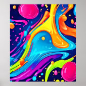 Levendige Neon Abstracte Art Splash Poster (Voorkant)