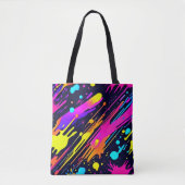 Levendige Neon Abstracte Kleurspatontwerp Tote Bag (Voorkant)