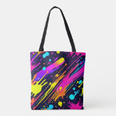 Levendige Neon Abstracte Kleurspatontwerp Tote Bag (Achterkant)
