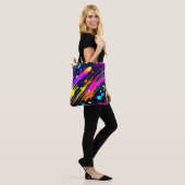 Levendige Neon Abstracte Kleurspatontwerp Tote Bag (Op model)