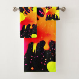 Levendige neon abstracte kunst in beweging bad handdoek