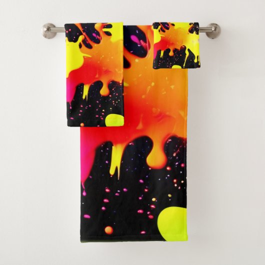Levendige neon abstracte kunst in beweging bad handdoek (Insitu)