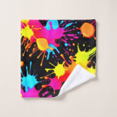 Levendige neon abstracte kunst in beweging bad handdoek (Wasdoekje)