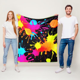 Levendige neon abstracte kunst in beweging fleece deken