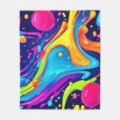 Levendige Neon Abstracte Kunstspatten Fleece Deken (Voorkant)