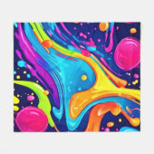 Levendige Neon Abstracte Kunstspatten Fleece Deken (Voorkant (Horizontaal))